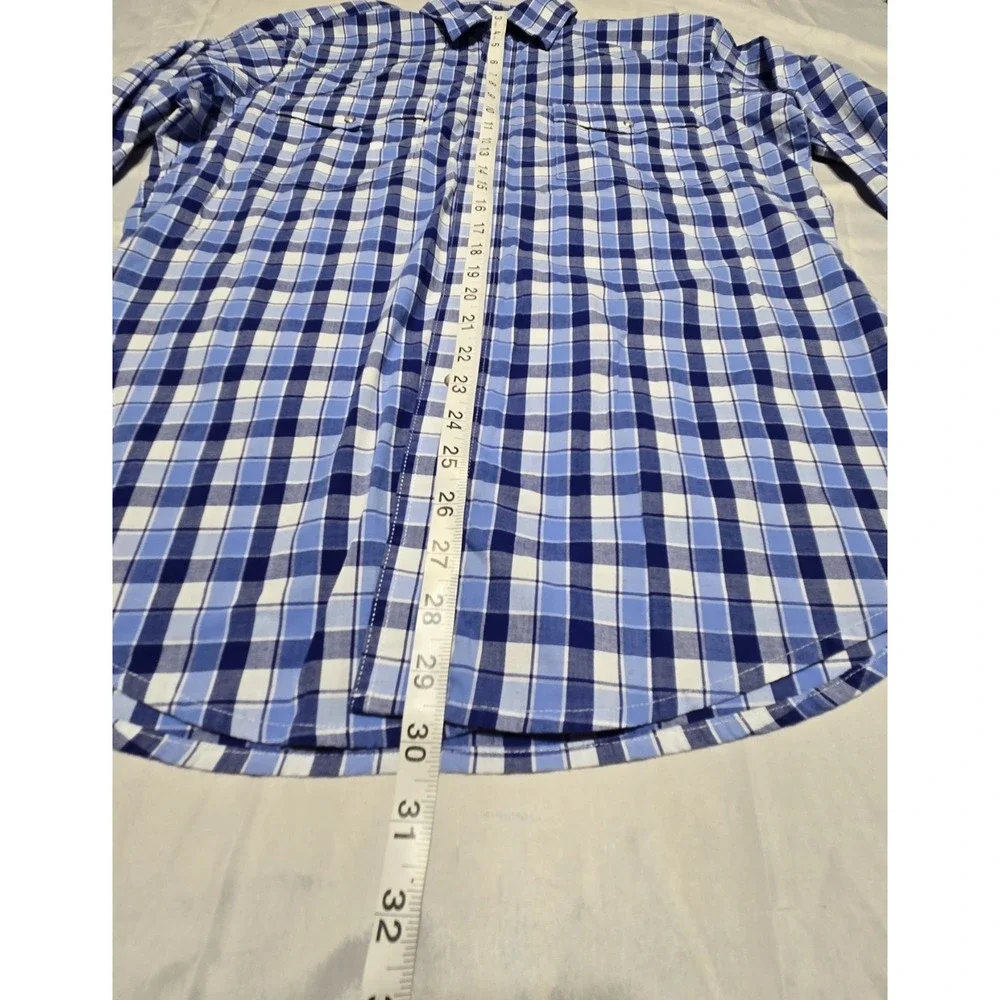 Wrangler Mens Large Pearl Snap Up Dress Shirt Blue Plaid Checker Western